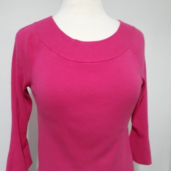 Talbots knit 3/4 sleeve fuchsia Top size small - Picture 2 of 9